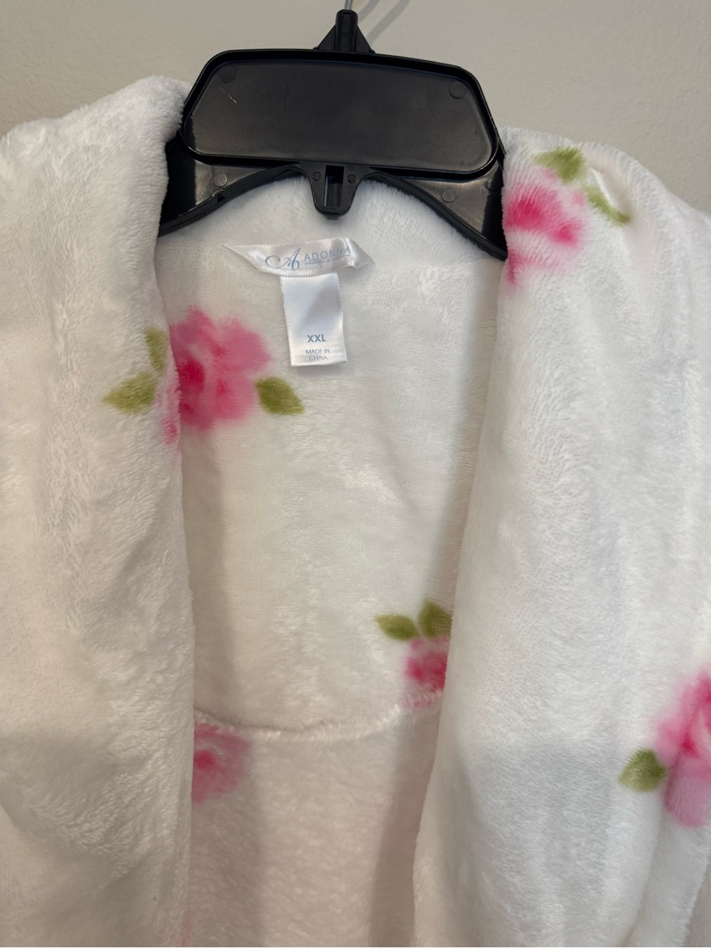 Ab Adonna Plush Fleece Floral Robe XXL White Pink Rose Print Cozy Soft Pockets - Picture 3 of 7